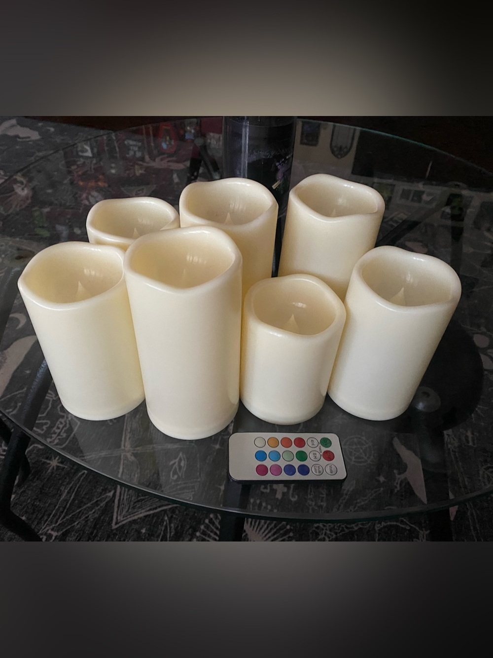 LED Flameless Pillar Candle Set in Cream with Remote